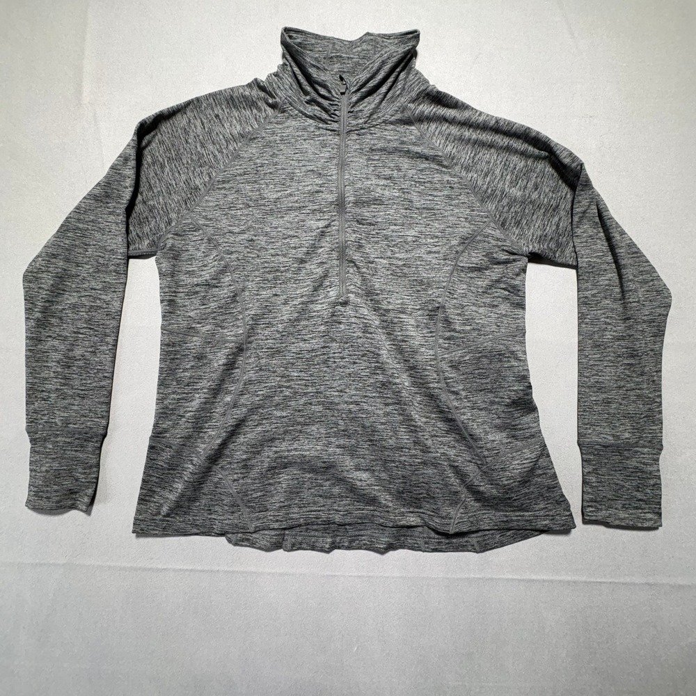 Eddie Bauer Womens 1X Gray Space Dye Quarter Zip Pullover Active Top EBW41LK117X